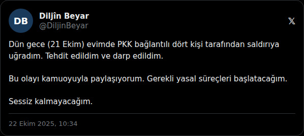 Diljîn Beyar's statement about the attack (22 October 2025)