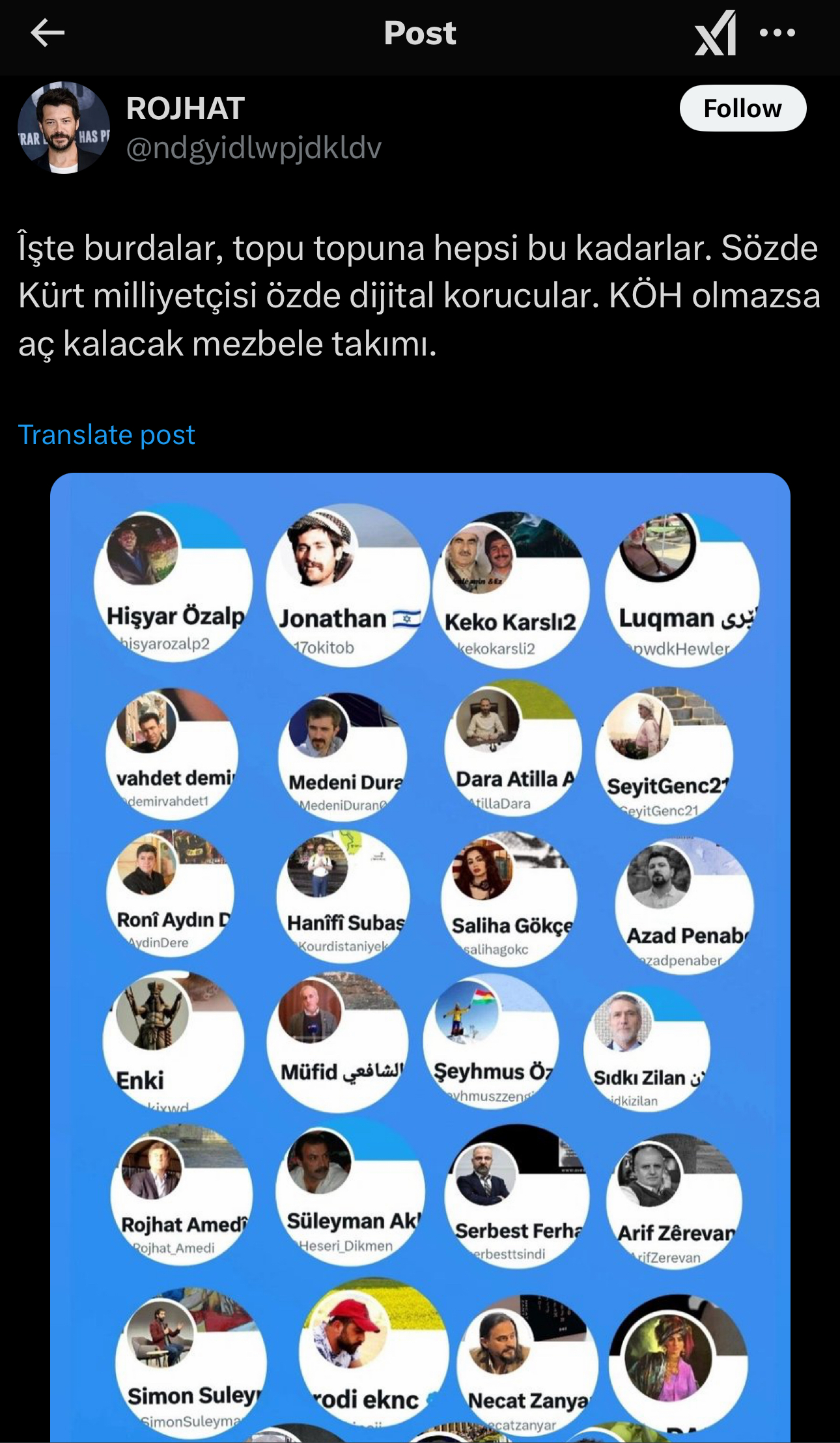 Görsel 9a: PKK trol hesabı – hedef gösterme paylaşımı